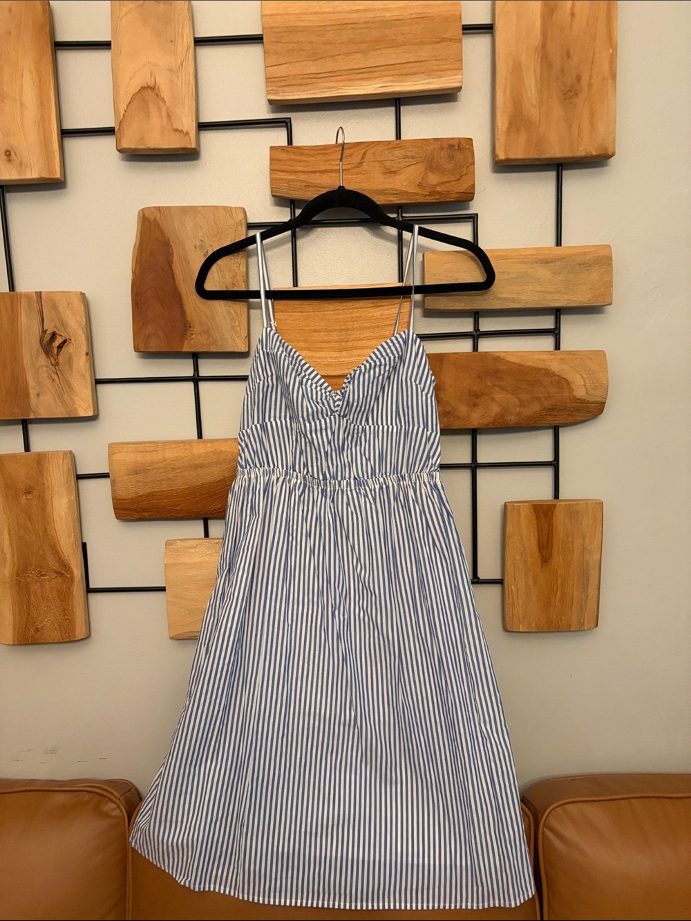 J. Crew Factory Navy and White Striped Spaghetti Strap Mini Dress